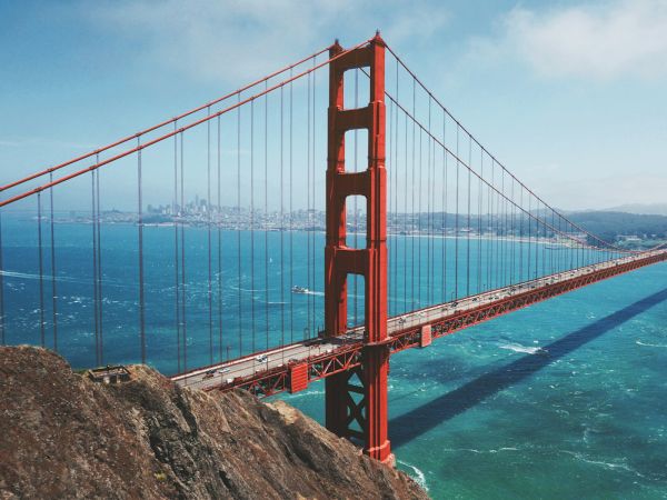 Golden Gate Bridge over the bay, San Francisco