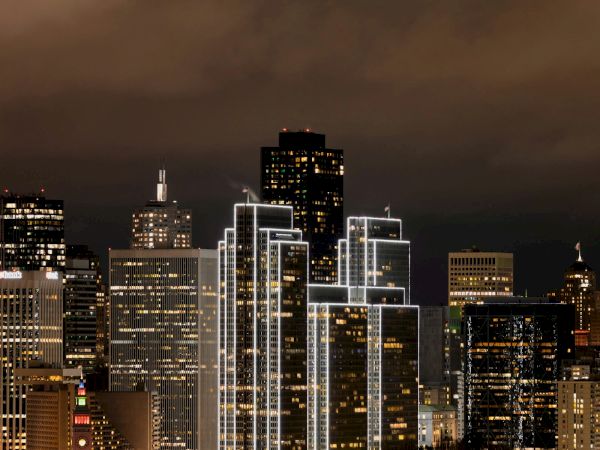 San Francisco downtown skyline lit up at night