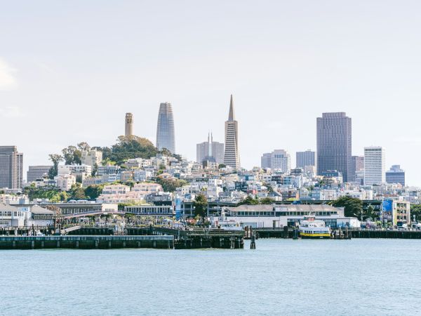 San Francisco skyline and waterfront viewed from the bay